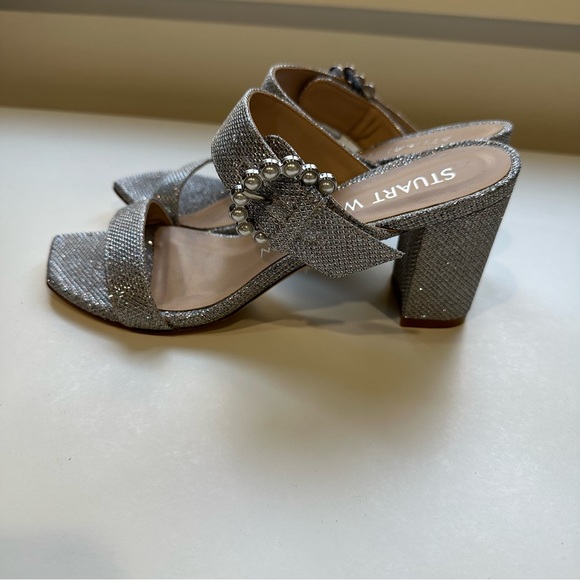 Stuart Weitzman Piper 75mm Crystal/Pearl-Embellished Block-Heel Sandals - Picture 11 of 16